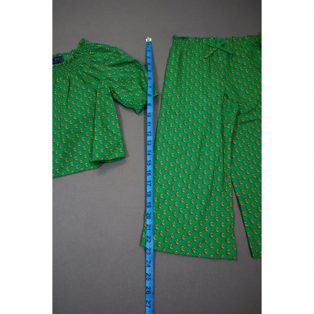 Polo Ralph Lauren Girl's Floral Smocked Cotton Top‎ and Pant Set Size 5